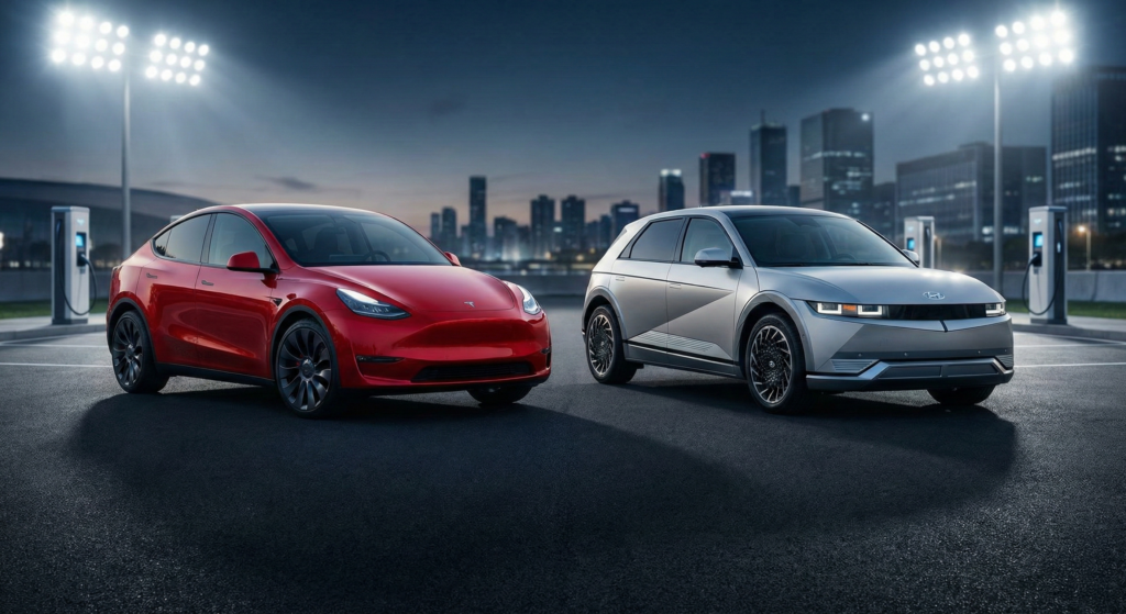 모델Y vs 아이오닉5의 모습, AI제작